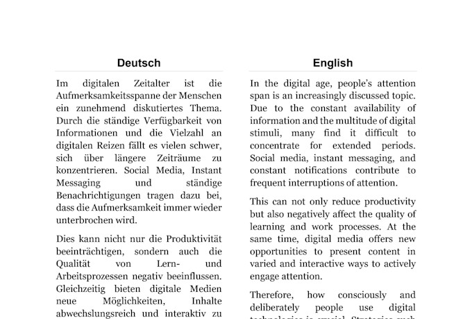 translate your german or english text
